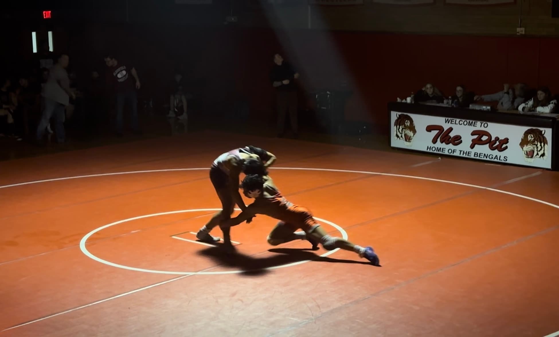 Takedown during wrestling match