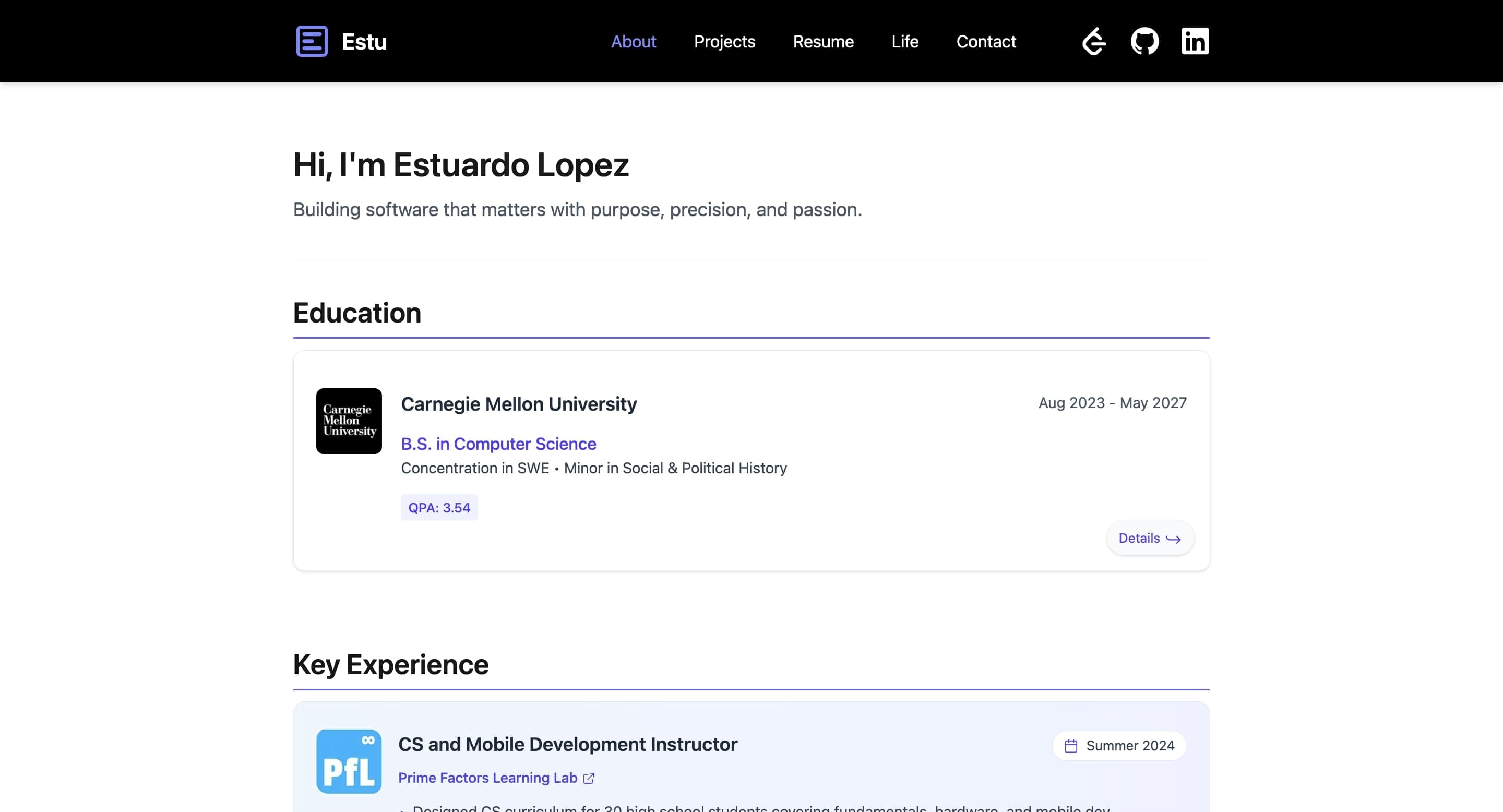 Personal Website project screenshot